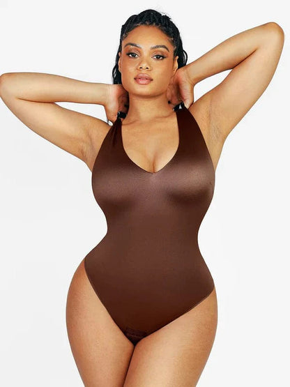 CurvyPower | UK bodysuit Dark Brown / S Deep V Neck Waist Slimming Shapewear Bodysuit