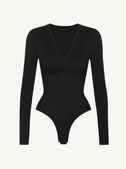 CurvyPower | UK bodysuit Deep V Neck Waist Control Shapewear Thong Bodysuit