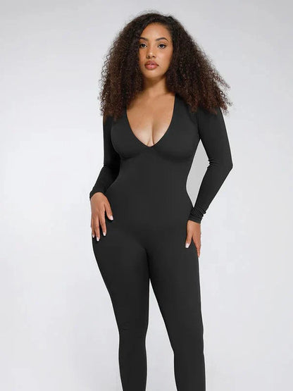CurvyPower | UK bodysuit Deep V Whole Body Tummy Control Shaping Bodysuit