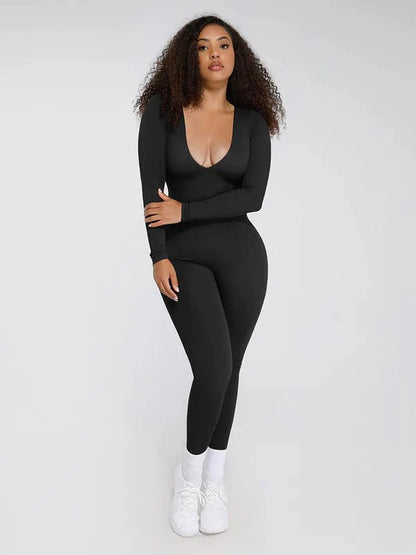 CurvyPower | UK bodysuit Deep V Whole Body Tummy Control Shaping Bodysuit