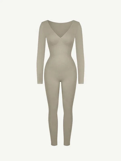 CurvyPower | UK bodysuit Deep V Whole Body Tummy Control Shaping Bodysuit