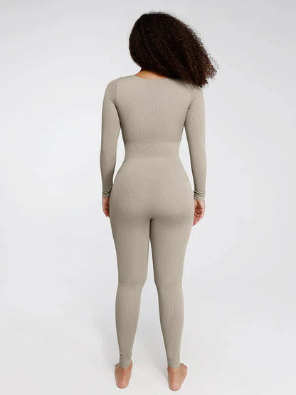 CurvyPower | UK bodysuit Deep V Whole Body Tummy Control Shaping Bodysuit