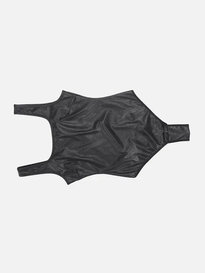 CurvyPower | UK bodysuit Elastic Tummy Control Shapewear Bodysuit in Faux Leather