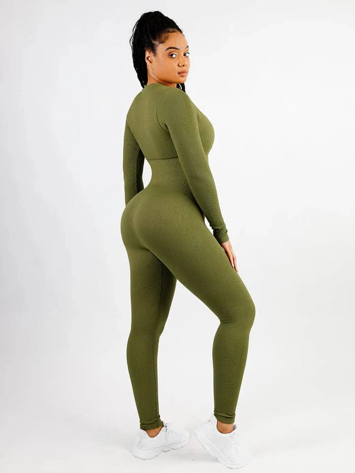CurvyPower | UK bodysuit Full Body Deep V High Elastic Shaping Bodysuit