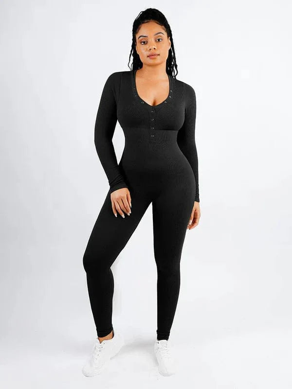 CurvyPower | UK bodysuit Full Body Deep V High Elastic Shaping Bodysuit