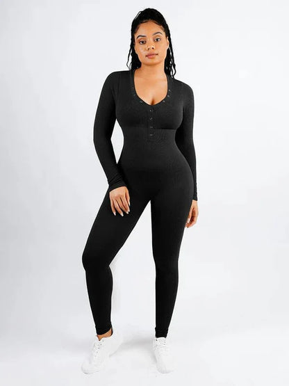 CurvyPower | UK bodysuit Full Body Deep V High Elastic Shaping Bodysuit