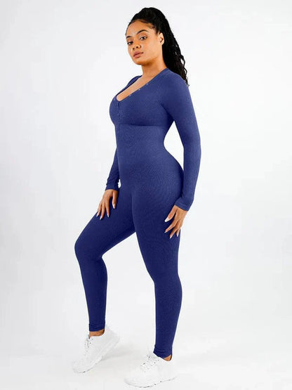 CurvyPower | UK bodysuit Full Body Deep V High Elastic Shaping Bodysuit