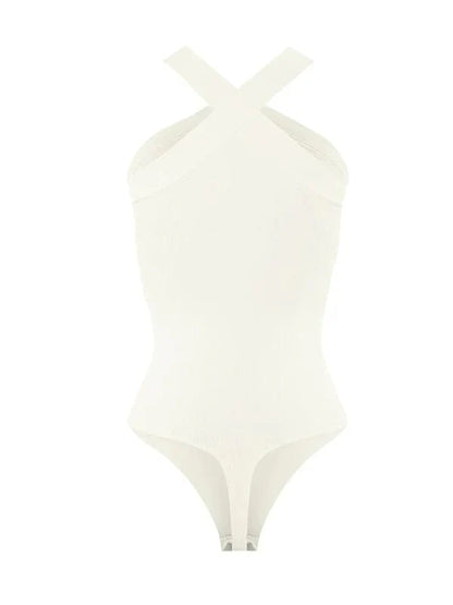 CurvyPower | UK bodysuit Halter Neck Criss-Cross Seamless Shaper Bodysuit