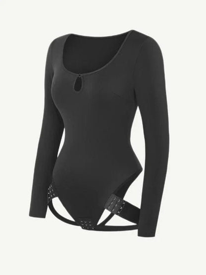 CurvyPower | UK bodysuit Long Sleeve Scoop Neck Shaping Thong Bodysuit