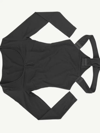 CurvyPower | UK bodysuit Long Sleeve Scoop Neck Shaping Thong Bodysuit