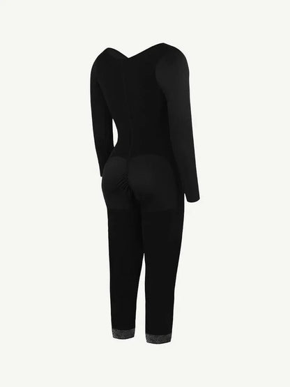CurvyPower | UK bodysuit Long Sleeve Shapewear Bodysuit with U-Shape Post-Surgical Bust Support