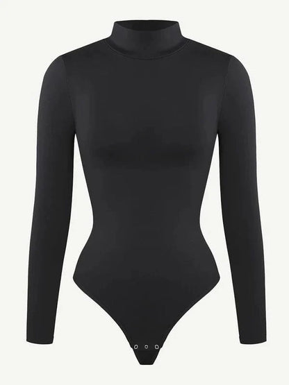 CurvyPower | UK bodysuit Long Sleeve Shapewear Turtle Neck Compression Bodysuit