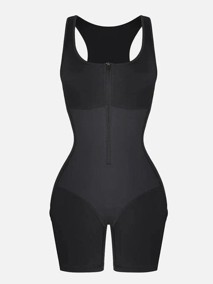 CurvyPower | UK bodysuit One Piece Shaping Bodysuit with Front Zipper and Side Pockets