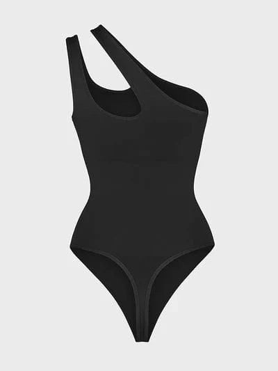 CurvyPower | UK bodysuit One Shoulder Compression Shapewear Thong Bodysuit