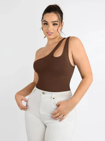 CurvyPower | UK bodysuit One Shoulder Compression Shapewear Thong Bodysuit