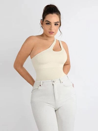 CurvyPower | UK bodysuit One Shoulder Compression Shapewear Thong Bodysuit