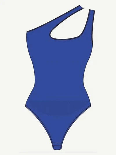 CurvyPower | UK bodysuit One Shoulder Compression Shapewear Thong Bodysuit