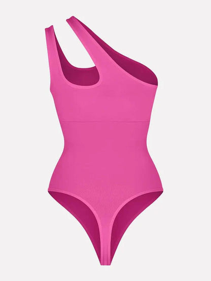 CurvyPower | UK bodysuit One Shoulder Compression Shapewear Thong Bodysuit