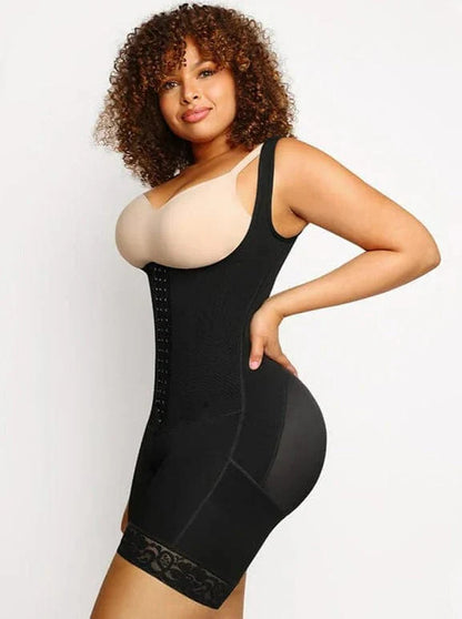 CurvyPower | UK bodysuit Open Bust Compression Bodysuit with Steel Boning for Women’s Tummy Control