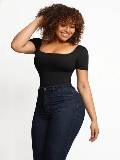 CurvyPower | UK bodysuit Square Neck Shapewear Tummy Control Bodysuit
