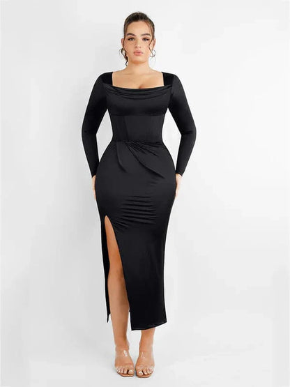 CurvyPower | UK bodysuit Square Neck Shapewear Tummy Control Bodysuit with Removable Pads
