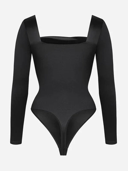 CurvyPower | UK bodysuit Square Neck Shapewear Tummy Control Bodysuit with Removable Pads