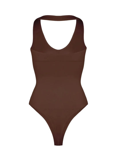CurvyPower | UK bodysuit Waist Control Hanging Neck Shapewear Bodysuit