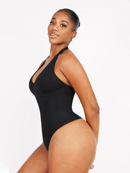 CurvyPower | UK bodysuit Waist Control Hanging Neck Shapewear Bodysuit