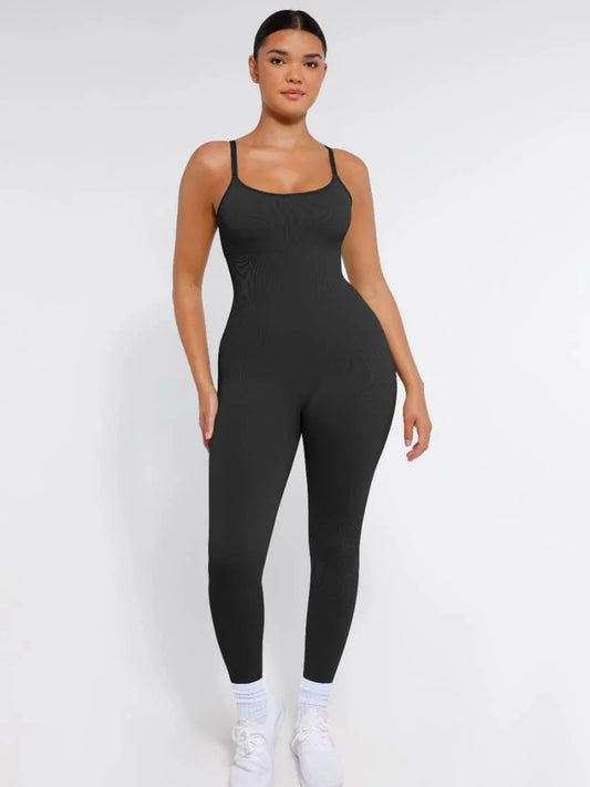 CurvyPower | UK Jumpsuit Black / XS/S Ribbed Plus Size Bodycon Jumpsuits Shaper with Removable Pads