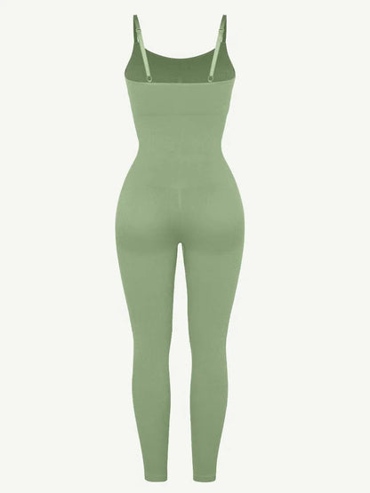 CurvyPower | UK Jumpsuit Ribbed Plus Size Bodycon Jumpsuits Shaper with Removable Pads