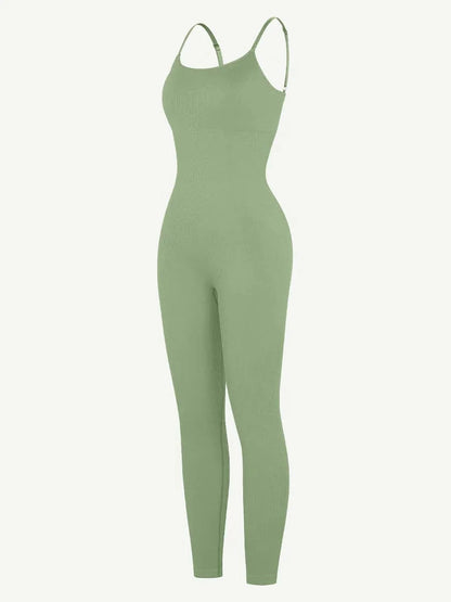CurvyPower | UK Jumpsuit Ribbed Plus Size Bodycon Jumpsuits Shaper with Removable Pads