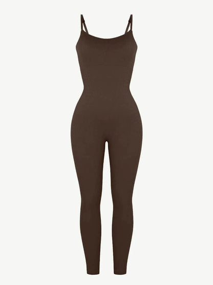 CurvyPower | UK Jumpsuit Ribbed Plus Size Bodycon Jumpsuits Shaper with Removable Pads