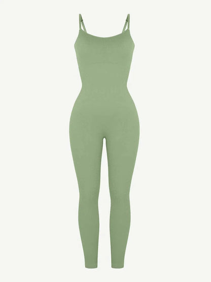 CurvyPower | UK Jumpsuit Ribbed Plus Size Bodycon Jumpsuits Shaper with Removable Pads