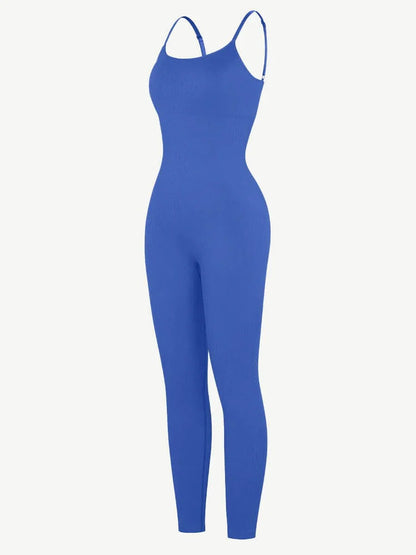 CurvyPower | UK Jumpsuit Ribbed Plus Size Bodycon Jumpsuits Shaper with Removable Pads