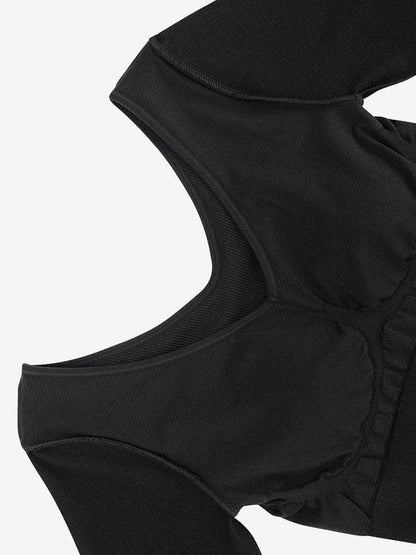CurvyPower | UK Midi Dress Long Sleeve V Neck Bodycon Waist Cinching Shaper Midi Dress