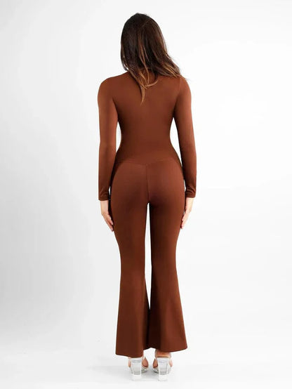 CurvyPower | UK Pants High Waist Flare Pants with Tummy Control and Split Hem Shapewear