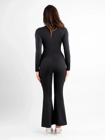 CurvyPower | UK Pants High Waist Flare Pants with Tummy Control and Split Hem Shapewear