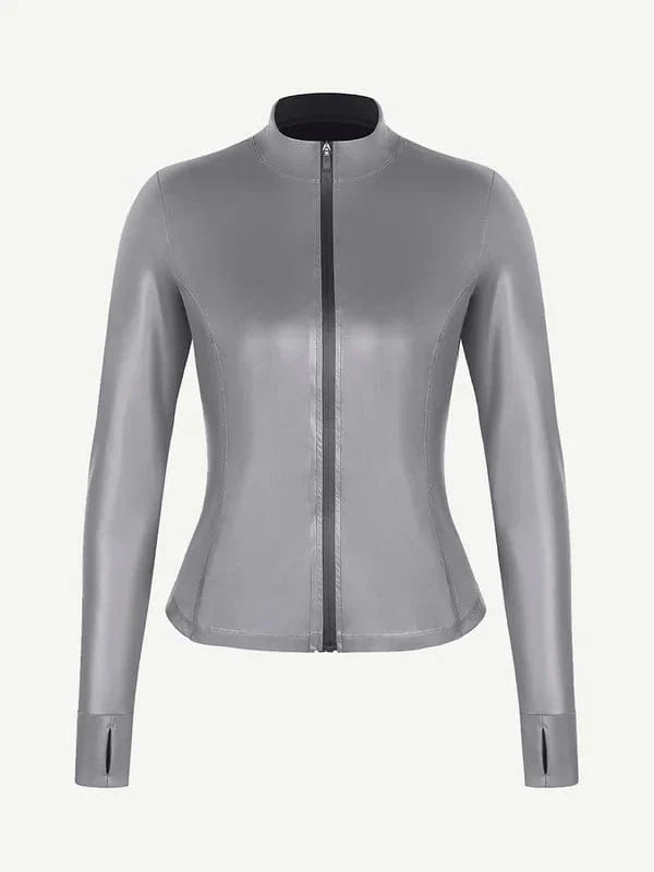 CurvyPower | UK Sauna Suit Long Sleeve Silver Film Sauna Shaper Top