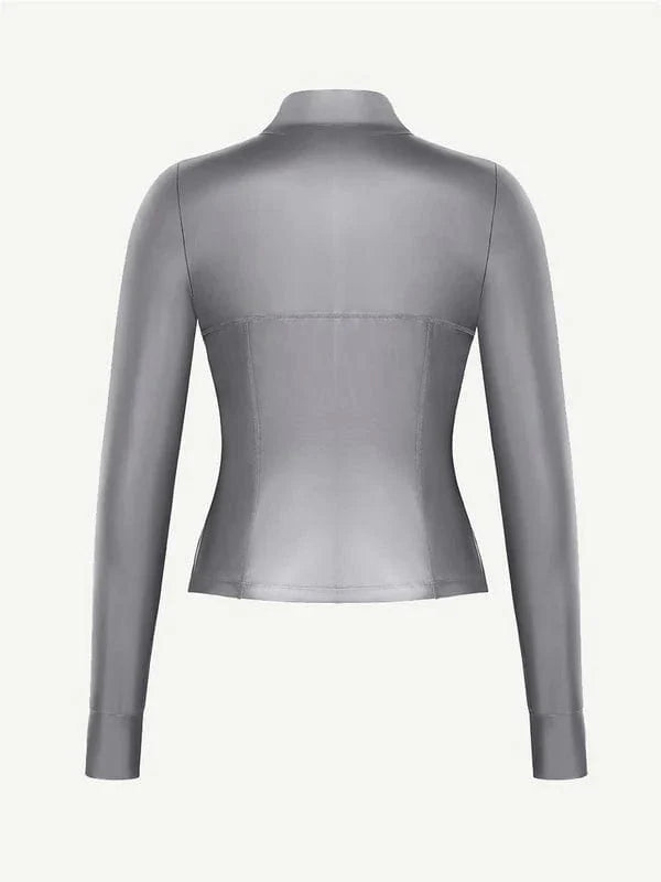 CurvyPower | UK Sauna Suit Long Sleeve Silver Film Sauna Shaper Top