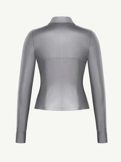 CurvyPower | UK Sauna Suit Long Sleeve Silver Film Sauna Shaper Top