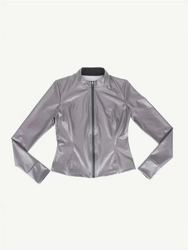 CurvyPower | UK Sauna Suit Long Sleeve Silver Film Sauna Shaper Top
