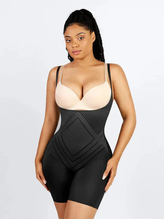CurvyPower | UK shapewear bodysuit Black / S Open Bust Plus Size Tummy Control Shapewear Bodysuit