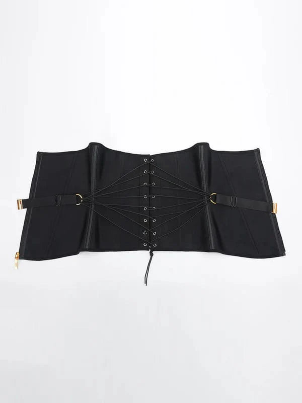 CurvyPower | UK Waist Trainer Steel-Boned Waist Trainer Shapewear with Fan Lacing and Adjustable Front Buckle