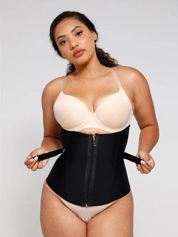 CurvyPower | UK Waist Trainer Steel-Boned Waist Trainer Shapewear with Fan Lacing and Adjustable Front Buckle