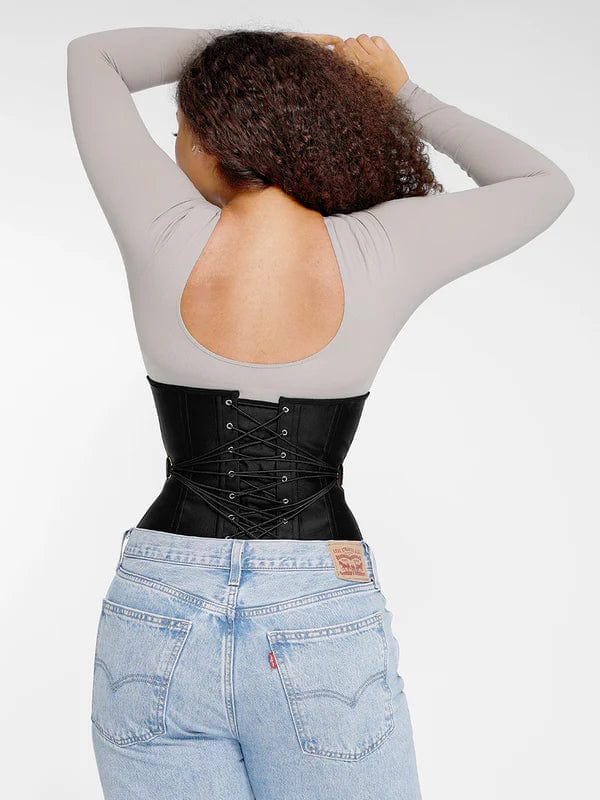 CurvyPower | UK Waist Trainer Steel-Boned Waist Trainer Shapewear with Fan Lacing and Adjustable Front Buckle