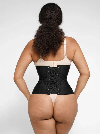 CurvyPower | UK Waist Trainer Steel-Boned Waist Trainer Shapewear with Fan Lacing and Adjustable Front Buckle